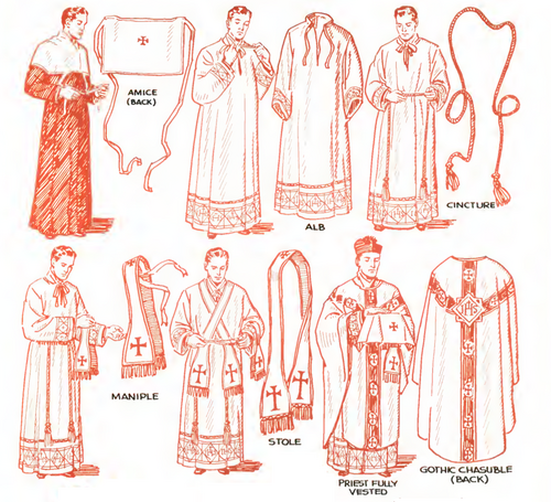 Prêtre revêtant l'étole liturgique